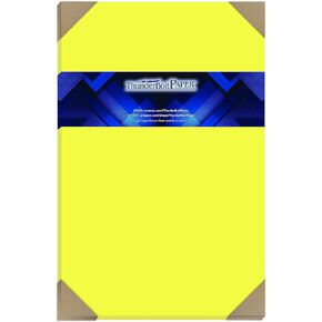 25 Bright Neon Yellow Fluorescent Color Cardstock - 11" X 17" (11X17 Inches) Tabloid|Ledger|Booklet Size - 65# lb/pound Light Card Weight Cover Paper - Quality Printable Smooth Surface Sheets