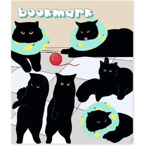 Yasest Magnetic Bookmarks - 6 Pieces Cute Black Cat Magnet Bookmark Clips for Women Teachers Students Book Lovers Reading, for School Office Home Supplies, Bookmarks