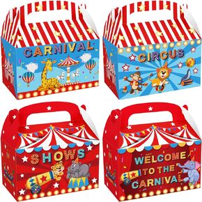 Cieovo 24 Pack Circus Carnival Party Cardboard Treat Box Circus Theme Party Favor Boxes Party Goody Bags Treat Boxes for Kids Birthday Baby Shower Carnival Carnival Party Decorations Supplies