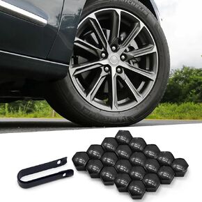 SOMUCH 20PCS Black Lug Nut Covers - 21mm Hex Lug Nut Bolt Caps with Remover Tool for Wheel Protection, Automotive Accessories-Screw Caps for Tire Wheels, Bolt Hub and More (21mm)