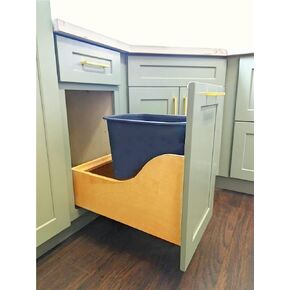 Heavy Duty Pull Out Trash Can Under Cabinet, Slide Out Trash Can for Kitchen Recycling, with Soft-Close Slides, Garbage Can Not Included (14'' W) fit cabinet B18. Wooden frame with Front Side Mounting