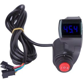 VGEBY Electric Bike Throttle, Bike Handle Bar Thumb Throttle Accelerator with LCD Autovoltmeter Display, 3 Speed Switch for Motorcycle Scooter E-Bike and Spare Supplies Throttle