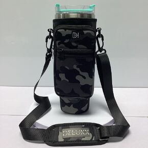 Water Bottle Carrier Bag with Pouch Pocket and Adjustable Strap for Stanley 40Oz Tumbler with Handle, Stanley Cup Accessories