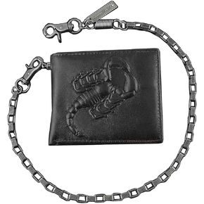 Scorpio Zodiac Sign Horoscope Chain Wallet 3D Scorpion Card Holder (black)