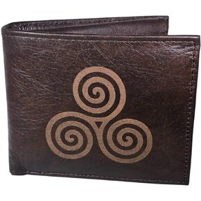 Leather Wallet for Men, Celtic Spiral Design, 100% Real Leather