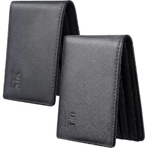 Gostwo Slim Wallet for Men Minimalist Leather ID Window Front Pocket Bifold Wallet 2 Pack