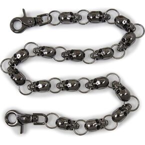 Trendy Fashion Jewelry TFJ Men Pewter Gunmetal Silver Black Skeleton Skull Gothic Biker Wallet Chain