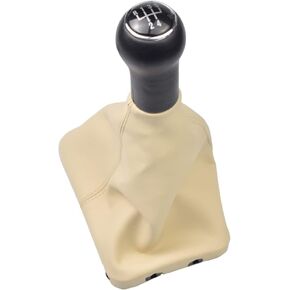 Hacreyatu for VW Beetle 1998 1999 2000 2001 2002 2003 2004 2005 2006 2007 2008 2009 2010 New 5 Speed Gear Stick Shift Knob Leather Boot (Beige)
