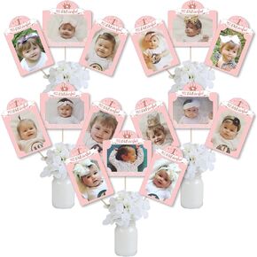 Big Dot of Happiness 1st Birthday Little Miss Onederful - Girl First Birthday Party Picture Centerpiece Sticks - Photo Table Toppers - 15 Pieces