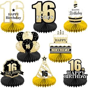 Happy 100th Birthday Honeycomb Centerpieces 8 Pieces Black Gold Theme 100th Birthday Tables Decorations 100 Years Centerpieces for Men Girls Birthday Party Favors Decorations Supplies - BECKTEN in Saudi Arabia