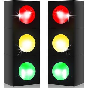 6 Pcs Traffic Light Favor Boxes with LED Light 9.84'' Transportation Boxes for Centerpieces Table Topper for Boy Girl Car Theme Birthday Transportation Party Traffic Light Gift Box Decoration