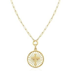 قلادات عملات معدنية مملوءة بالذهب من Jewelry Atelier للنساء - قلادة مملوءة بالذهب عيار 14 قيراط مع قلادة مقاومة للماء والتشوه بطول قابل للتعديل - قلادة ذهبية قلادة دائرية للبشرة الحساسة (صليب، 18 بوصة)