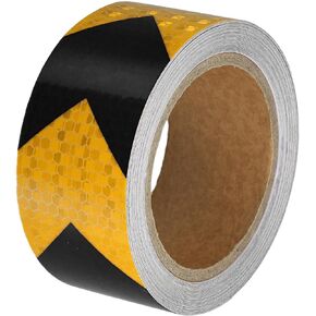 ACROPIX Universal 5cmx10m Yellow and Black Arrow Car Reflective Stickers Reflective Tape Safety Warning Reflective Protector - Pack of 1