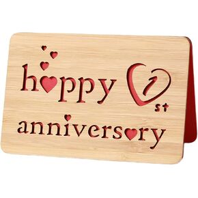 Wooden 5th Anniversary Card,Handmade 5 Years Wedding Anniversary Greeting Gift Cards,Five Wood Anniversary Card for Her,Him,Husband,Wife