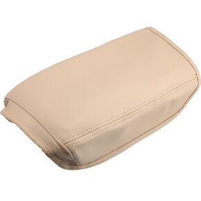 X AUTOHAUX Microfiber Leather Armrest Cover for Honda CR-V 2017 2018 2019 2020 2021 2022 Beige with Beige Line Center Console Cover Armrest Pad Protector
