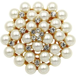 Elegant Imitation Pearl Floral Crystal Flower Brooch Pin Set Rhinestone Scarves Shawl Corsage for Wedding Bridal Clothes Bags Decoration Accessories