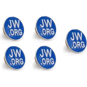 Jehovah Witness - 3/4" Round Blue Lapel Pin - JW.org Neck Tie Hat Tack Clip Women or Men Suits (5 Pcs in Package)