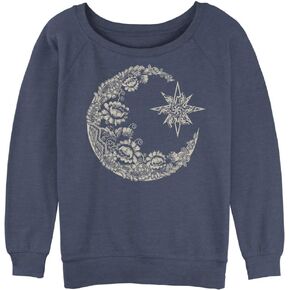 Fifth Sun Women's Chin Up Lace Moon Junior's Raglan Pullover with Coverstitch