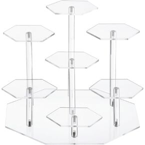 uxcell Acrylic Display Stand For Figures, 7-Tier Acrylic Display Risers For Collectibles, Acrylic Cupcakes Stand, Acrylic Showcase Stand for Pastry Candy Display Black