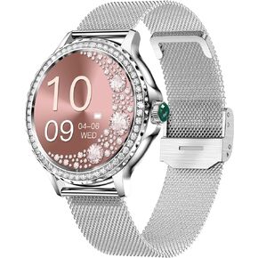 Pard 1.3 Inch Women Smart Watch with Sleep Detection, Heart Rate Blood Pressure for iOS Android Devices, Rose Gold