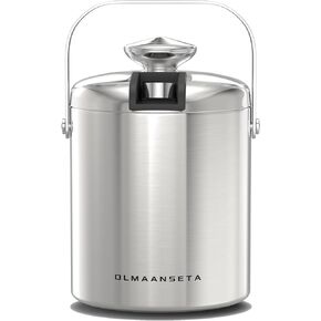 Small Ice Bucket For Cocktail Bar With Lid And Tongs,Stainless Steel Insulated Ice Cube Bucket,Bar Ice Bucket For parties Wine Cooler Buckets