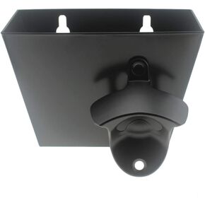 Black Beer Bottle Opener Wall Mount Bottle Top Opener with Cap Catcher Drainage