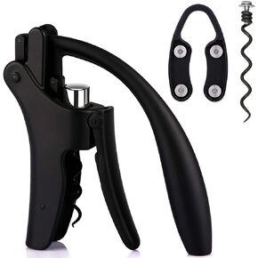 Compact Wine opener Vertical Lever Corkscrew Wine Bottle Opener with Foil Cutter & Extra Screw