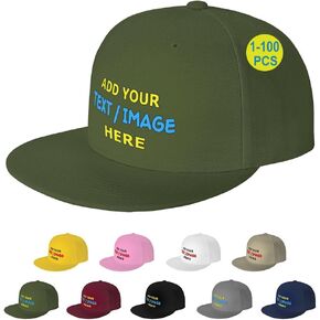 Custom Hat Personalized Flat Bill Snapback Hats for Men Women Design Your Own Image/Text/Logo Baseball Cap Gift