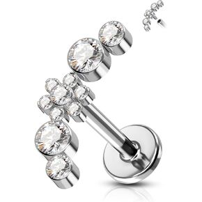 COCHARM G23 Titanium 16g Flat Back Helix Cartilage Conch Stud Earrings for Women Top Screw 8mm Flower Helix Piercing Jewelry Conch Earlobe Stud Jewelry Climber