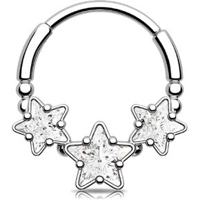 Melighting Star Septum Ring 16G Septum Jewelry Stainless Steel 316L Daith Piercing Jewelry Helix earring For Women Septum Clicker For Men 8mm 10mm