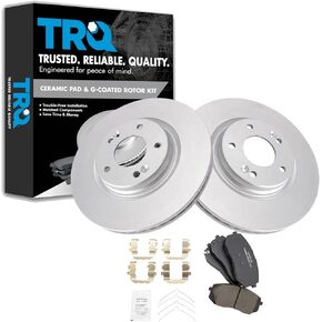 TRQ Front Posi Ceramic Disc Brake Pad & Coated Rotor Kit Compatible with Sonata Optima