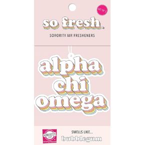 Sorority Shop Alpha Chi Omega Retro Air Freshener - ACO Bubblegum Scented Air Freshener – Sorority Retro Design Air Freshener for Car or Dorm– Sorority Gift, Charm Paraphernalia