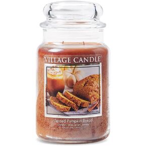 Village Candle Spiced Pumpkin Bread, Large Glass Apothecary, Jar Scented Candle, 21.25 oz