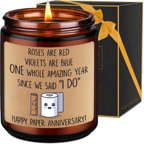هدية الذكرى السنوية الأولى للزوجين من ليادو - ذكرى الزفاف لمدة عام واحد، هدايا مضحكة للنساء والرجال - ذكرى سنوية للزفاف، الذكرى السنوية الأولى للزفاف، شمعة الذكرى السنوية الورقية السعيدة in Kuwait