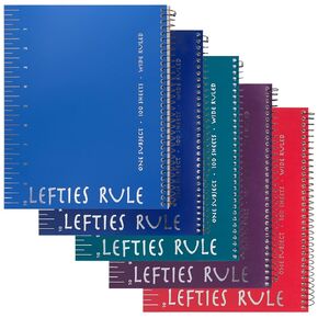 Left-Handed "Lefties Rule" Wide Ruled Notebook, Assorted Colors (5)