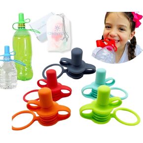 No Spill Silicone Bottle Top Spout - BPA Free - Bottle Cap Silicone for Toddlers Kids and Adults, Protects Kids Mouth - (Mix - 5 Colors Pack + 1 Exclusive Bag)