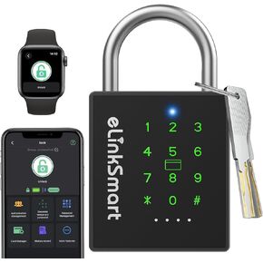 Combination Lock Outdoor eLinkSmart Password Padlock with Key NFC RFID Weatherproof Heavy Duty Padlock for Locker Gym Gate Fence Truck Support Temporary Code Unlock Record