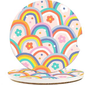 Car Coasters for Cup Holders-Black Cat Moon Absorbent Ceramic Coaster with Cork Back, Car Accessories Gifts for Men Women, 2PCS Universal Anti Slip Car Accessories, Cup Mat for Most Car Interior in Kuwait