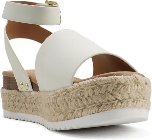 ADELE ~ Women's Open Toe Buckle Ankle Strap Espadrilles Flatform Wedge Casual Sandal in Kuwait