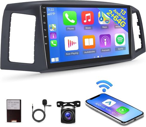 [2G+64G] راديو سيارة Android 13 لسيارة Jeep Grand Cherokee 2004 2005 2006 2007، ستيريو تشغيل السيارة بشاشة لمس 10 بوصة، Carplay/Android Auto/Bluetooth/SWC + كاميرا احتياطية AHD in Saudi Arabia