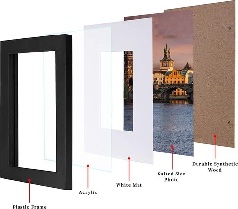 مجموعة إطارات صور مقاس 8 × 10 مكونة من 4 قطع، صور عرض 5 × 7 مع حصيرة أو 8 × 10 بدون حصيرة، مجموعة إطارات صور متعددة للعرض على الحائط أو سطح الطاولة، أسود in Saudi Arabia