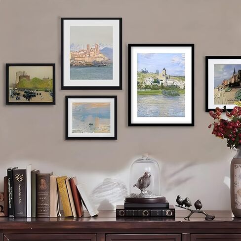 مجموعة إطارات صور مقاس 8 × 10 مكونة من 4 قطع، صور عرض 5 × 7 مع حصيرة أو 8 × 10 بدون حصيرة، مجموعة إطارات صور متعددة للعرض على الحائط أو سطح الطاولة، أسود in Saudi Arabia