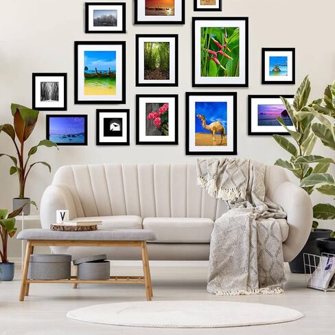 مجموعة إطارات صور مقاس 8 × 10 مكونة من 4 قطع، صور عرض 5 × 7 مع حصيرة أو 8 × 10 بدون حصيرة، مجموعة إطارات صور متعددة للعرض على الحائط أو سطح الطاولة، أسود in Saudi Arabia