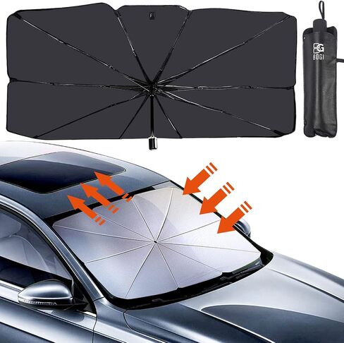 BOGI Car Windshield Sun Shade Umbrella, Foldable Car Window Shades with Storage Bag, Block UV Rays and Heat Sun Visor Protector, Fits Most Vehicle Models, Easy to Store and Use (Small, Large) in Saudi Arabia