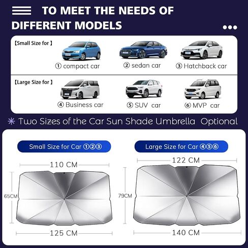 BOGI Car Windshield Sun Shade Umbrella, Foldable Car Window Shades with Storage Bag, Block UV Rays and Heat Sun Visor Protector, Fits Most Vehicle Models, Easy to Store and Use (Small, Large) in Saudi Arabia