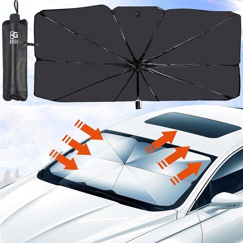 BOGI Car Windshield Sun Shade Umbrella, Foldable Car Window Shades with Storage Bag, Block UV Rays and Heat Sun Visor Protector, Fits Most Vehicle Models, Easy to Store and Use (Small, Large) in Saudi Arabia