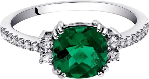 2.25 Carat Cushion Cut Emerald And Natural Diamond Wedding Band Rings For Women In 10KT Solid Gold Anniversary And Enagagement Prong Setting (Green Gemstone 2 ctw,Clarity I2, Color HI) in Saudi Arabia