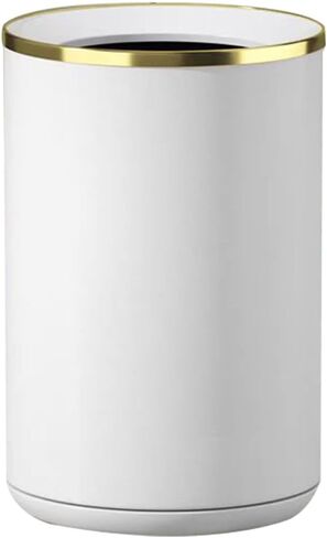 10L/2.6GAL Bathroom Metal Trash Can Without Lid,Double Layer Round Garbage Bin for Bathroom，Bedroom,Living Room,Hotel,Office (10L-White) in Saudi Arabia