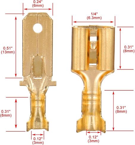 Baomain Female Male Spade Connector 6.3mm كابل طرفي مجعد حزمة من 200 in Saudi Arabia