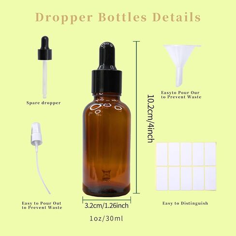 1 oz*6 Eye Dropper Bottles Set Leakproof Essential Oils Tincture Bottle Mini Travel Serum Bottles Suitable Cosmetic Sample Container for Serum Oils, Perfume (Amber) in Saudi Arabia